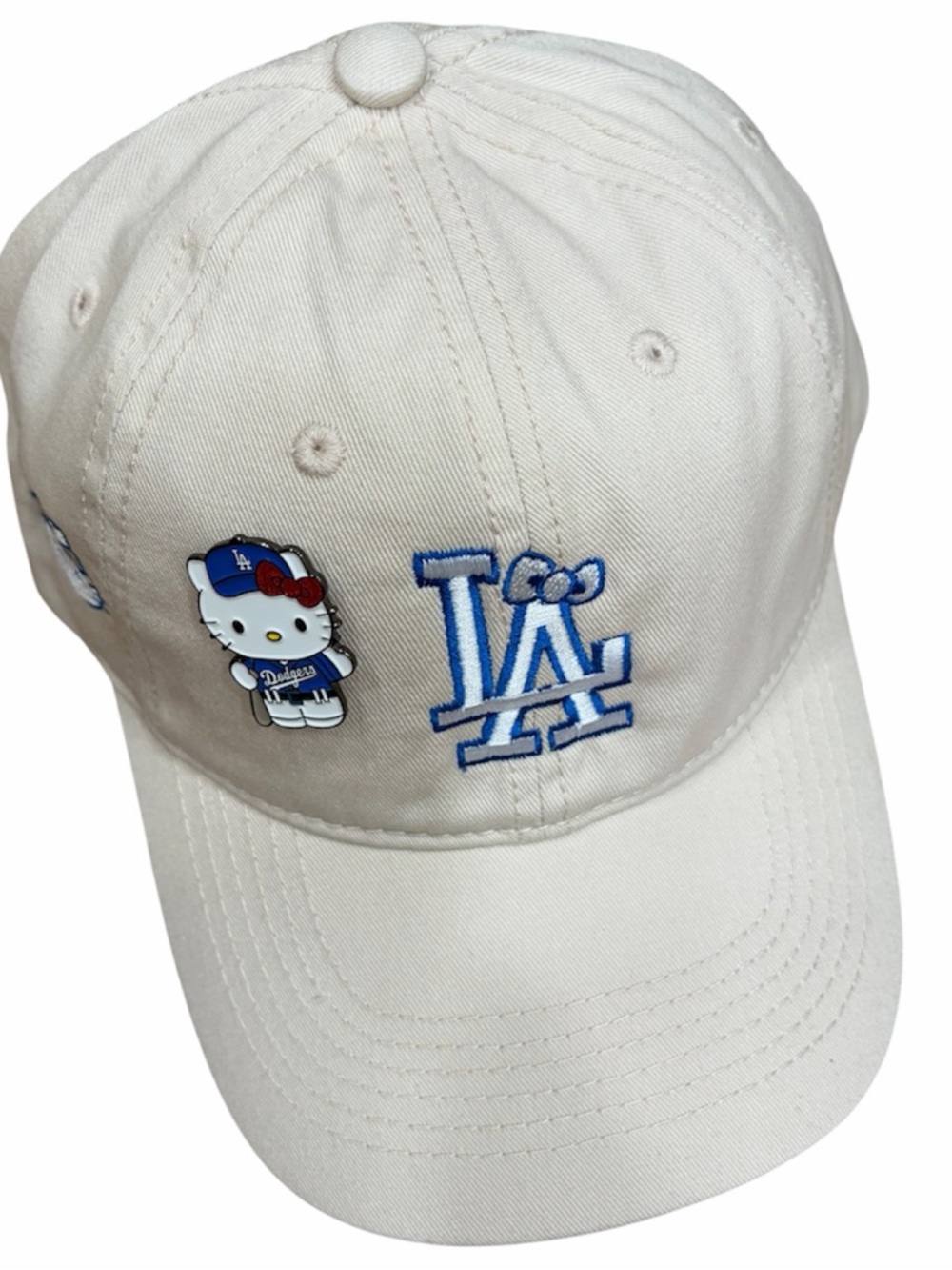 LA Dodgers x Hello Kitty Beige Baseball Cap hello kitty dodgers cap custom HAT - Picture 2 of 4